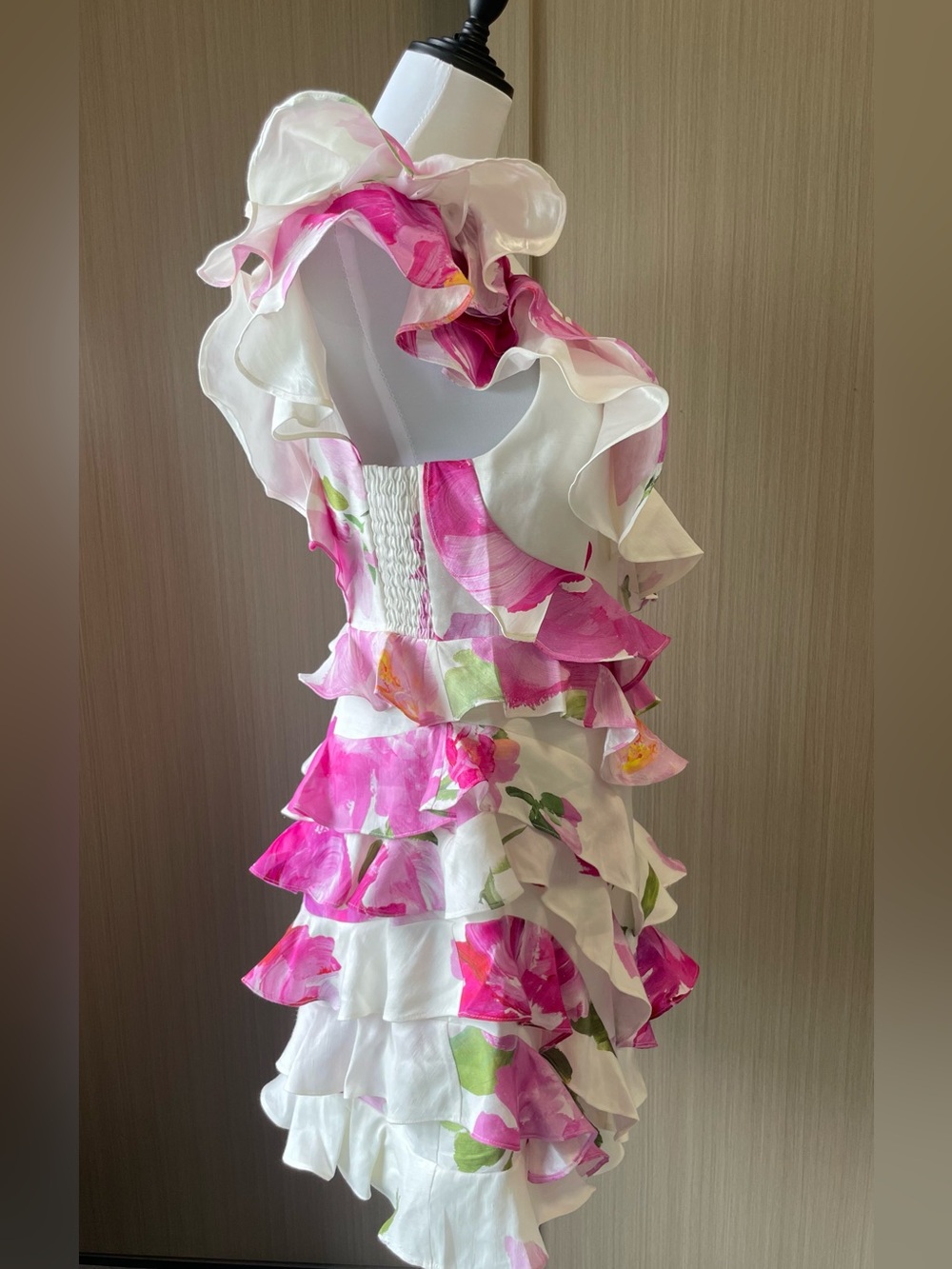 Aje NWOT Arley Mini One-Shoulder Dress in White&Soft Pink Up to Date Collection - Picture 7 of 15